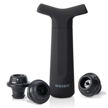 Deiss Pro Vacuum Pump Wine Saver With 3 X Wine Bottle Stopper